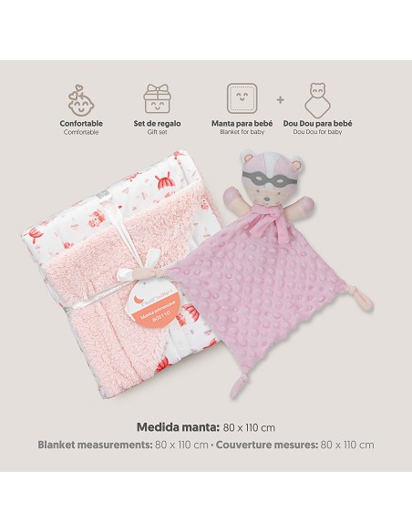 Manta Borreguillo Mod Paracaidista+Dou-Dou  Mod Paracaidista Rosa