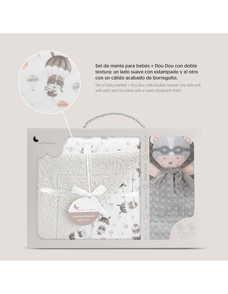 Manta Borreguillo Mod Paracaidista+Dou-Dou  Mod Paracaidista Gris