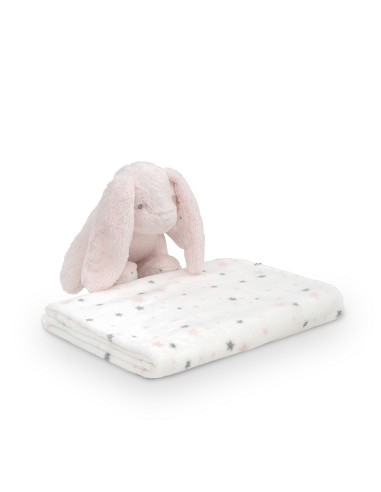 Peluche+Manta Estrella Conejo Rosa