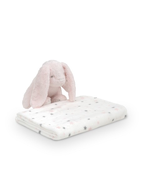 Peluche+Manta Estrella Conejo Rosa