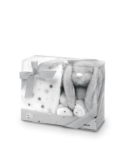 Peluche+Manta Estrella Conejo Gris
