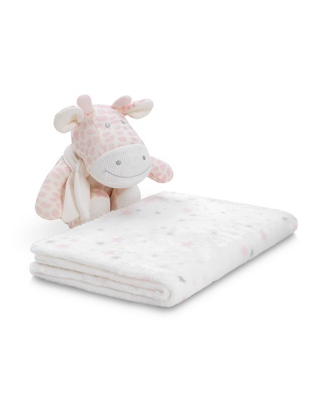 Set Peluche Crochet Jirafa+Manta Estrella Rosa