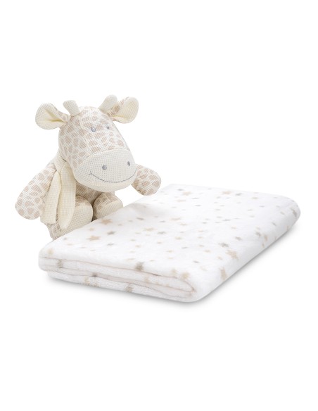Set Peluche Crochet Jirafa+Manta Estrella Beig