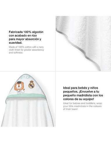 Capa de Baño 1X1 Real Madrid Leon Escudo Bco/Gris