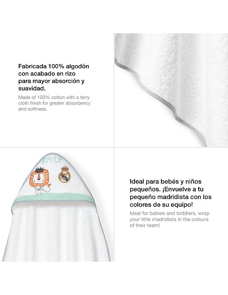 Capa de Baño 1X1 Real Madrid Leon Escudo Bco/Gris