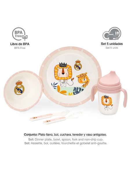 Set Vajilla 5 Pcs Real Madrid Rosa