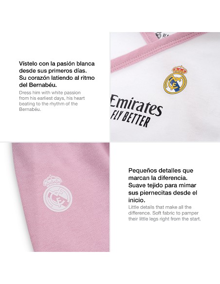 Set Regalo 5 Pcs 100% Alg  T 0-6 m Mod Real Madrid Rosa