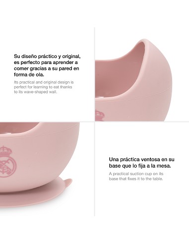 Cuenco con Ventosa+Cuchara de Silicona Rosa