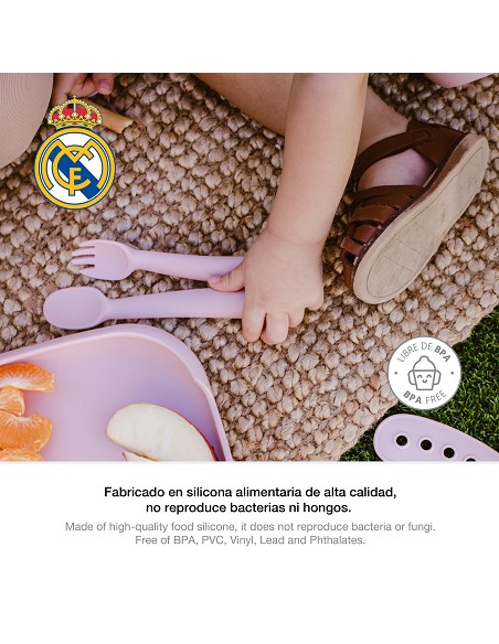 Cuchara y Tenedor de Silicona Rosa