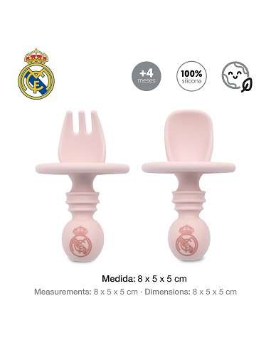 Cubiertos Aprendizaje Antiahogo de Silicona Rosa