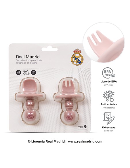 Cubiertos Aprendizaje Antiahogo de Silicona Rosa