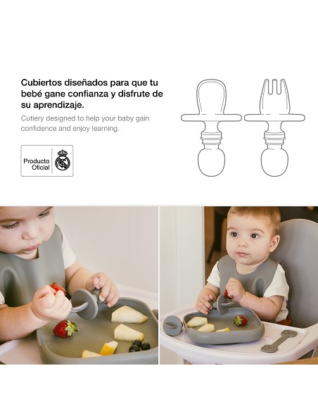 Cubiertos Aprendizaje Antiahogo de Silicona Rosa