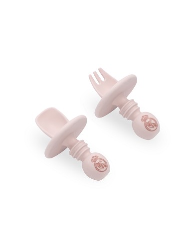 Cubiertos Aprendizaje Antiahogo de Silicona Rosa