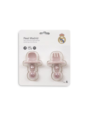 Cubiertos Aprendizaje Antiahogo de Silicona Rosa