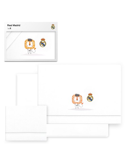 Triptico Cuna Real Madrid Leon Escudo Bco/Gris