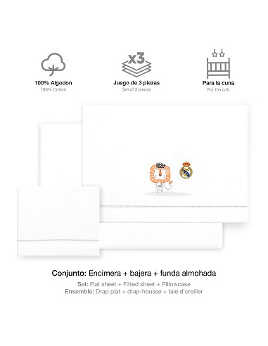 Triptico Cuna Real Madrid Leon Escudo Bco/Gris