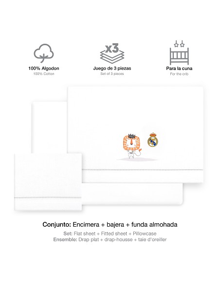 Triptico Cuna Real Madrid Leon Escudo Bco/Gris