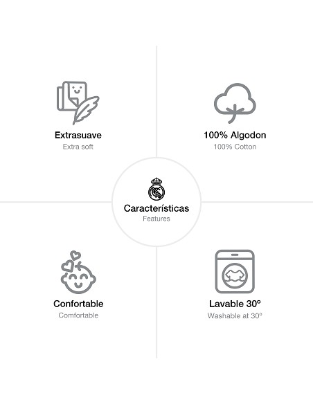 Triptico Cuna Real Madrid Leon Escudo Bco/Gris