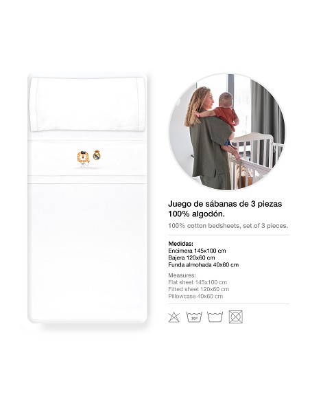 Triptico Cuna Real Madrid Leon Escudo Bco/Gris