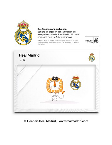 Triptico Cuna Real Madrid Leon Escudo Bco/Gris