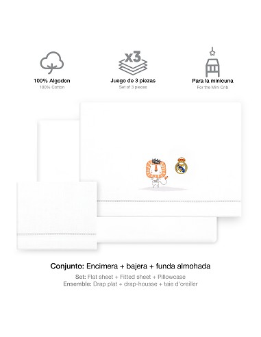 Triptico Minicuna Real Madrid Leon Escudo Bco/Gris