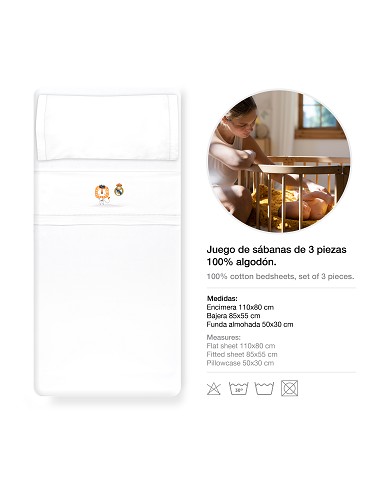 Triptico Minicuna Real Madrid Leon Escudo Bco/Gris