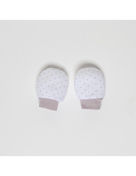 Set Regalo 4 Pcs 100% Alg  T 0-6 M(Gorro-Peucos-Manoplas-Babero) Beig