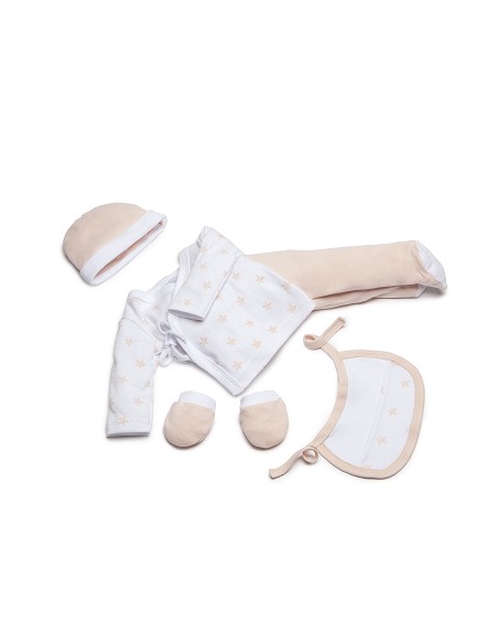 Set Regalo 5 Pcs 100% Alg  T 0-6 m Mod Estrellas Rosa