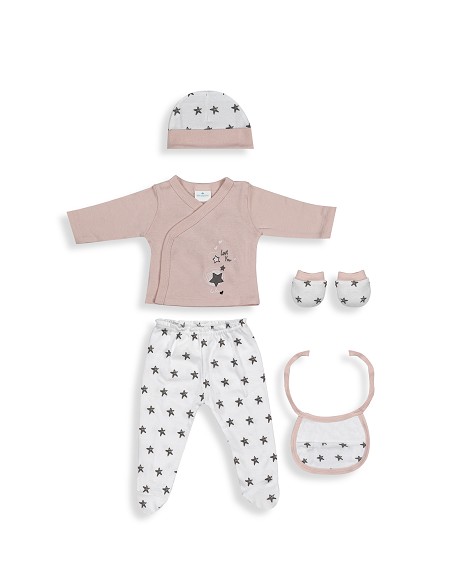 Set Regalo 5 Pzs 100% Algo Talla 0-6 Mod. Love You Rosa