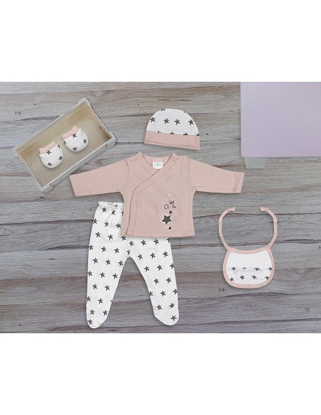 Set Regalo 5 Pzs 100% Algo Talla 0-6 Mod. Love You Rosa