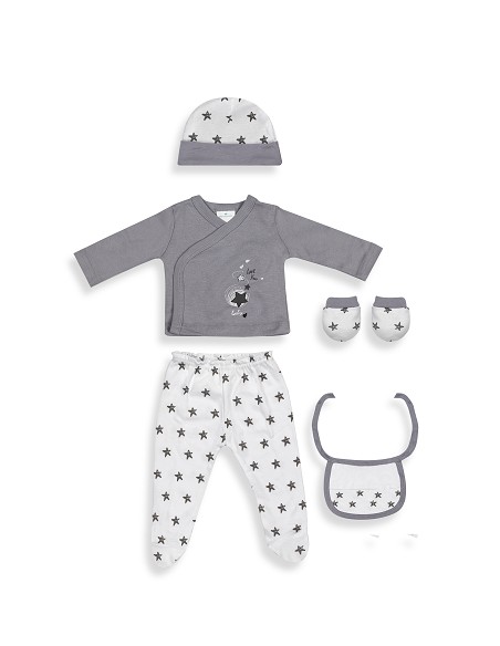 Set Regalo 5 Pzs 100% Algo Talla 0-6 Mod. Love You Gris