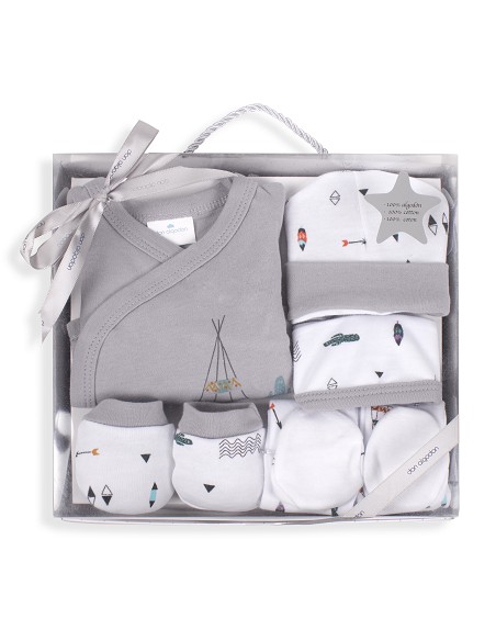 Set Regalo 5 Pcs 100% Alg  T 0-6 m Mod. Dakota Gris