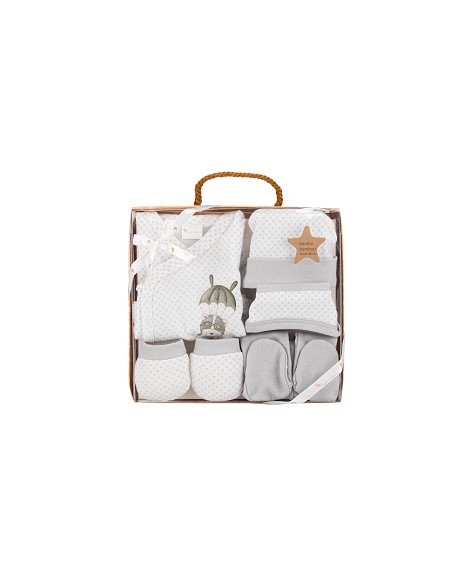 Set Regalo 5 Pcs 100% Alg  T 0-6 m Mod Paracaidas Gris