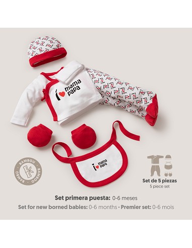 Set Regalo 5 Pcs 100% Alg  T 0-6 m Mod I Love...