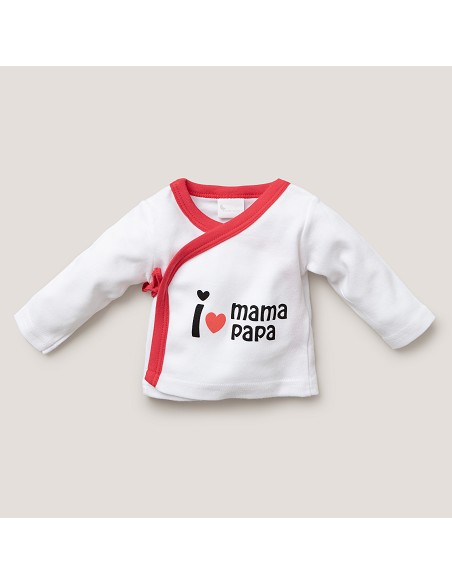 Set Regalo 5 Pcs 100% Alg  T 0-6 m Mod I Love Mama-Papa Rojo