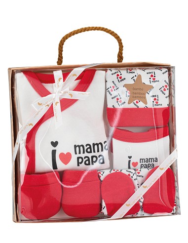 Set Regalo 5 Pcs 100% Alg  T 0-6 m Mod I Love...