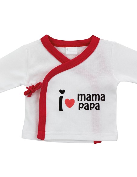 Set Regalo 5 Pcs 100% Alg  T 0-6 m Mod I Love Mama-Papa Rojo