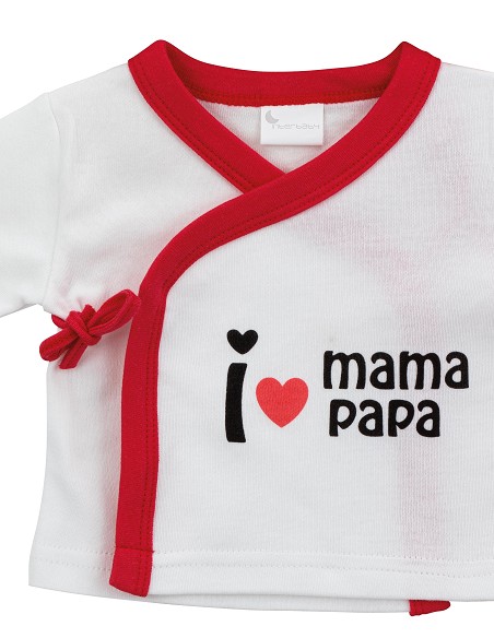Set Regalo 5 Pcs 100% Alg  T 0-6 m Mod I Love Mama-Papa Rojo