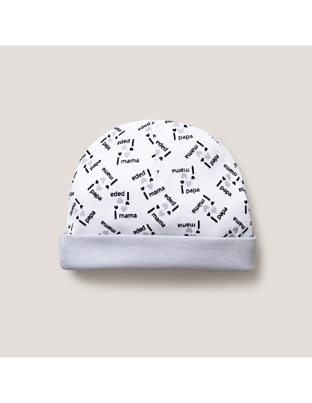 Set Regalo 5 Pcs 100% Alg  T 0-6 m Mod I Love Mama-Papa Gris