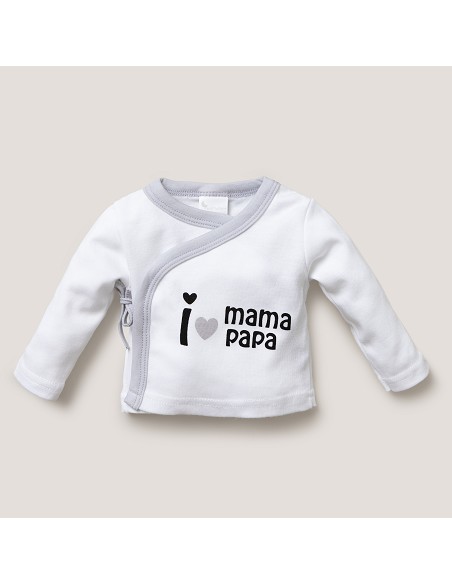 Set Regalo 5 Pcs 100% Alg  T 0-6 m Mod I Love Mama-Papa Gris