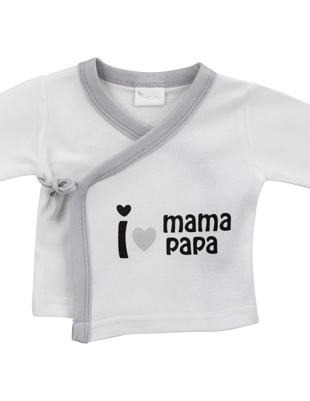 Set Regalo 5 Pcs 100% Alg  T 0-6 m Mod I Love Mama-Papa Gris