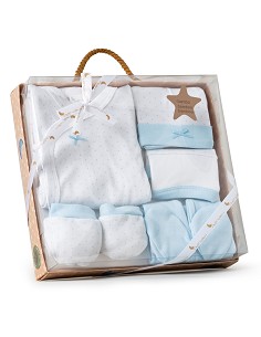 Set Regalo 5 Pcs 100% Alg  T 0-6 m Mod Topos Bamboo Azul