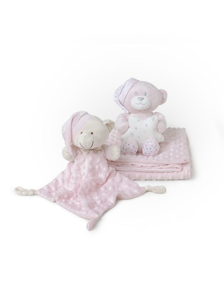 Set 3 Pcs Casita(Peluche+Manta+Dou Dou) Rosa