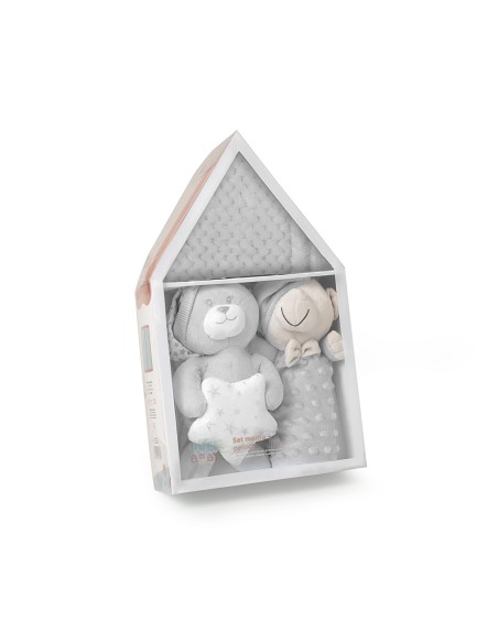 Set 3 Pcs Casita(Peluche+Manta+Dou Dou) Gris