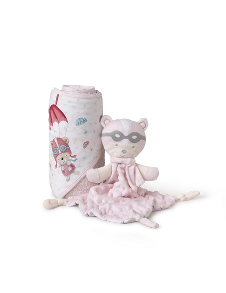 Set Capa de Baño Mod Paracaidista+Dou Dou Mod Paracaidista Rosa