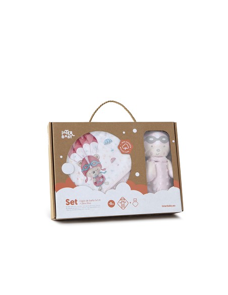 Set Capa de Baño Mod Paracaidista+Dou Dou Mod Paracaidista Rosa