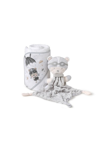 Set Capa de Baño Mod Paracaidista+Dou Dou Mod Paracaidista Bco/Gris