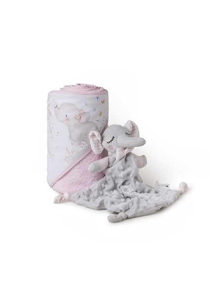 Set Capa de Baño Mod Elefante+Dou Dou Mod Elefante Rosa