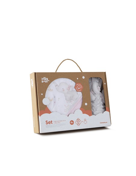 Set Capa de Baño Mod Elefante+Dou Dou Mod Elefante Rosa
