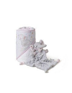 Set Capa de Baño Mod Elefante+Dou Dou Mod Elefante Bco/Rosa
